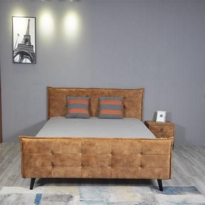 Huayang Modern Wooden Fabric King Hotel Bedroom Furniture Set Double Bed Fabric Bed