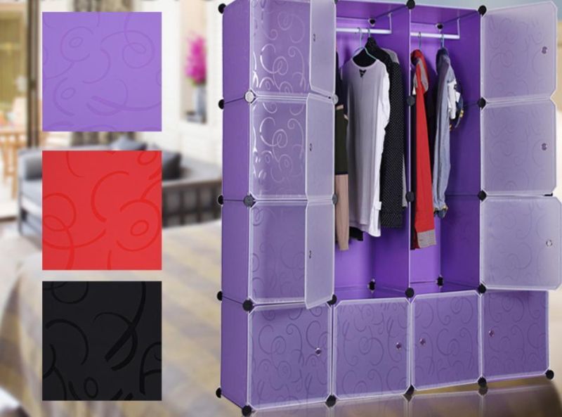 Modern Plastic Storage Shoes Clothes Armoire Closet Wardrobe Cabinet