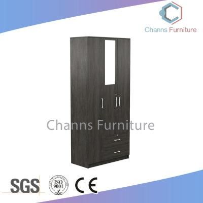 Popular Hotel Furniture Black Three Doors Wooden Wardrobe with Big Drawers (CAS-BD1802)