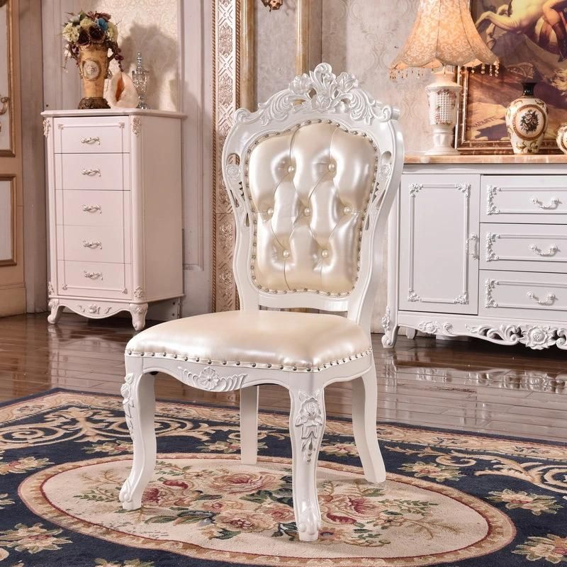 Modern Luxury Solid Wood Furniture Carve Marble Square Dining Table Set