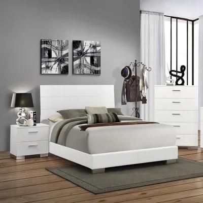 Nova Nordic Simple Design Home Bedroom Furniture Wooden Grey Upholstered Double Bed