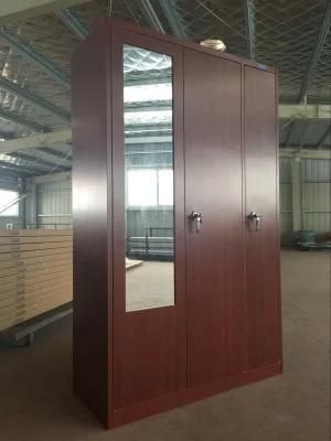 3 Door Bedroom Wardrobe Metal Mirror Steel Almirah Wardrobe Locker Closet Furniture