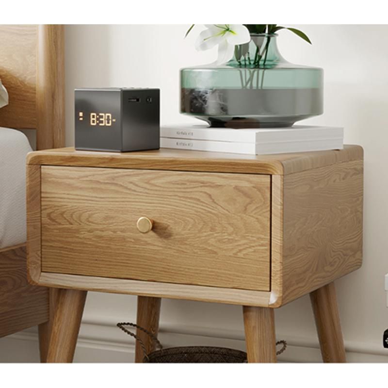 Nordic Solid Wood Bedside Cabinet Bedroom Locker Simple Storage Cabinet Japanese Style Bedside Table White Oak Furniture 0033