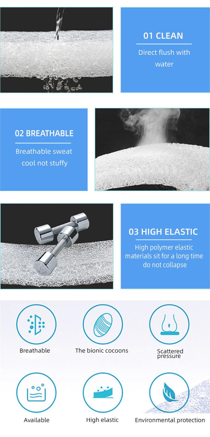 High Polymer Durability Safety Breathable 4D Air Fiber Bedding Mattress