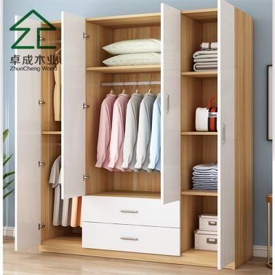 MDF Melamine White Closet with Four Doors and Two Draws