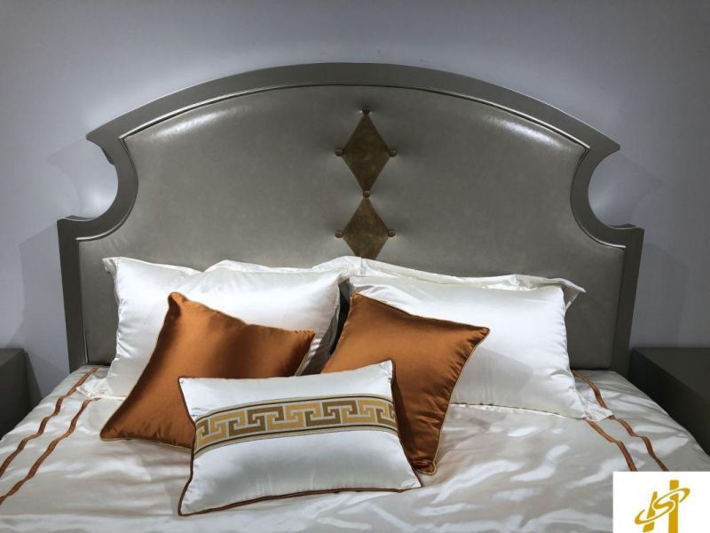 Elegant European Leather Beds Lauder Classic Bedroom Furniture