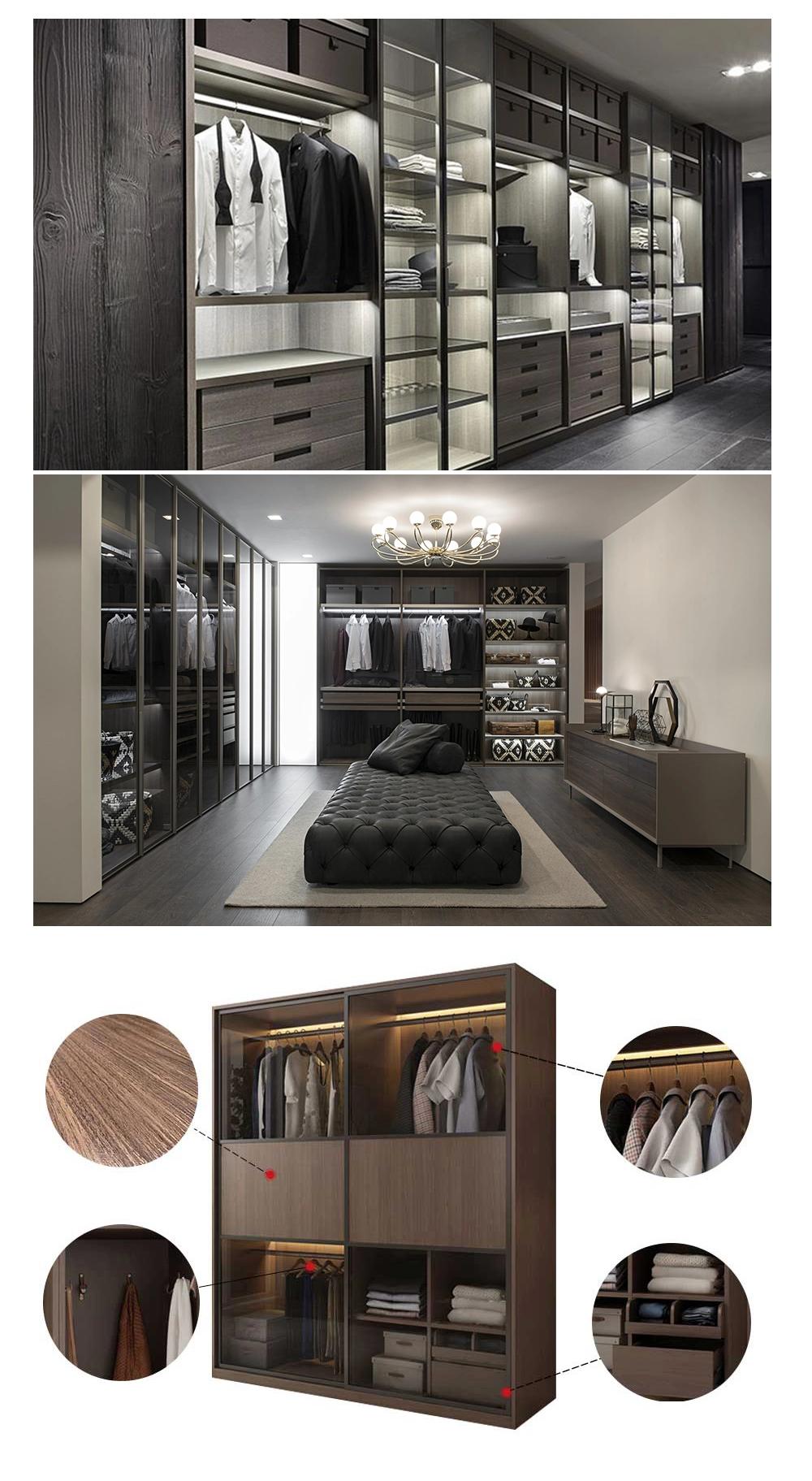 Wooden Moldern Bedroom Walk in Furniture Wardrobe Closet Simple
