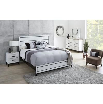 Nova Completely Contemporary 6 Pieces Full White and Black Checkered Bedroom Package