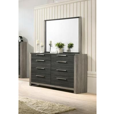 Nova Contemporary Striking Two-Tone Grey Finish Vanity with Mirror