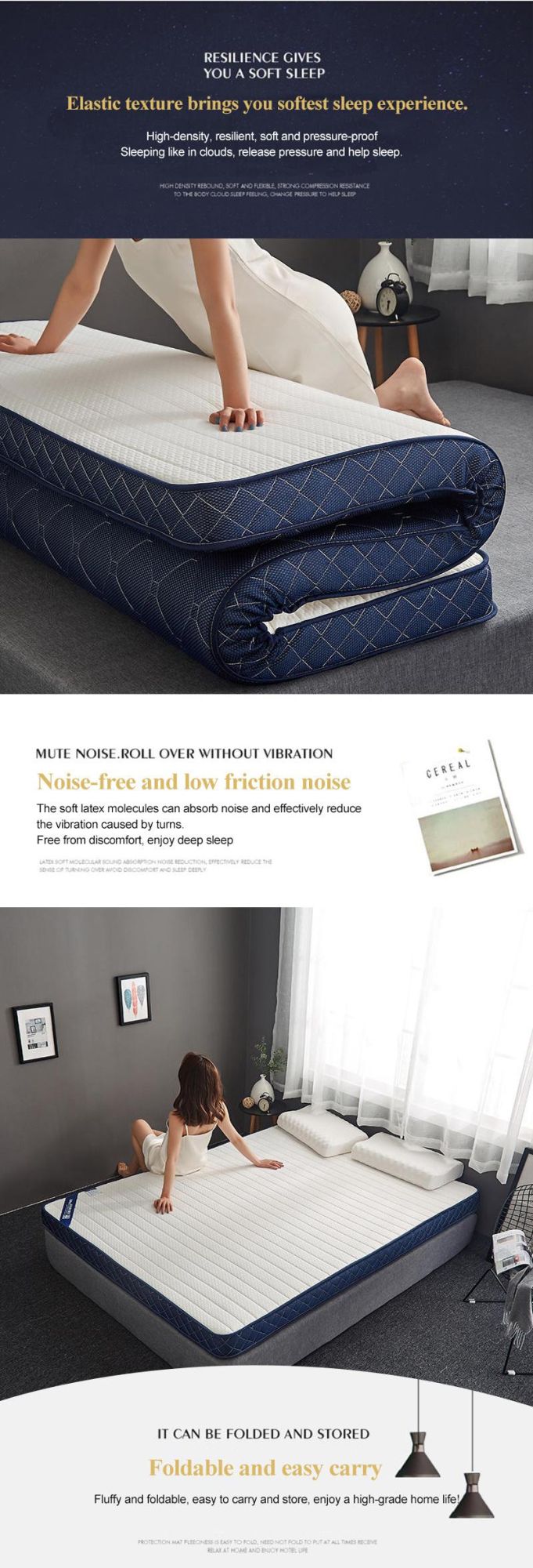 Army Bed Mattress Roll Foldable Portable Warm Gel Mattress Full