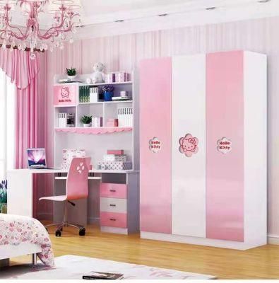 Modern Design High Quality Pink Children&prime;s Clothes Bedroom Wardrobe