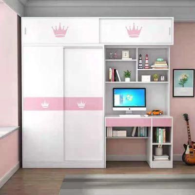 Children&prime;s Solid Wood Wardrobe Desk Cabinet Combination Modular Clothes Wardrobe