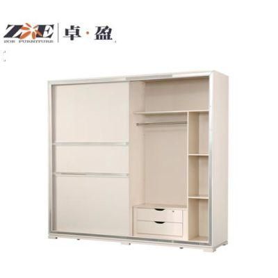 Luxury Design MDF High Glossy White Painting Sliding Mirror Door Closet Storage Mirror Wardrobe Design for Bedroom Furniture