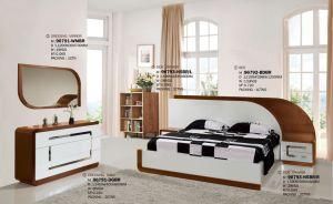MDF Veneer Double Bed Wooden Beds King Size Bedroom Set High Headboard Modern Home Furniture