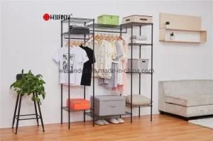 Online Hot Sale 4 Tiers Contractors Adjustable Steel Frame Closet Wardrobe Rack in Bedroom