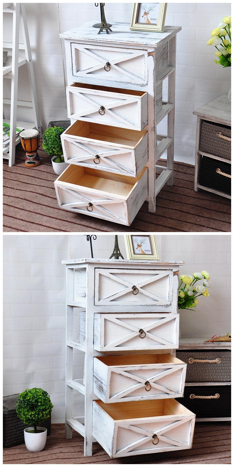 European Style Retro Wood Drawer Base Cabinet 0221