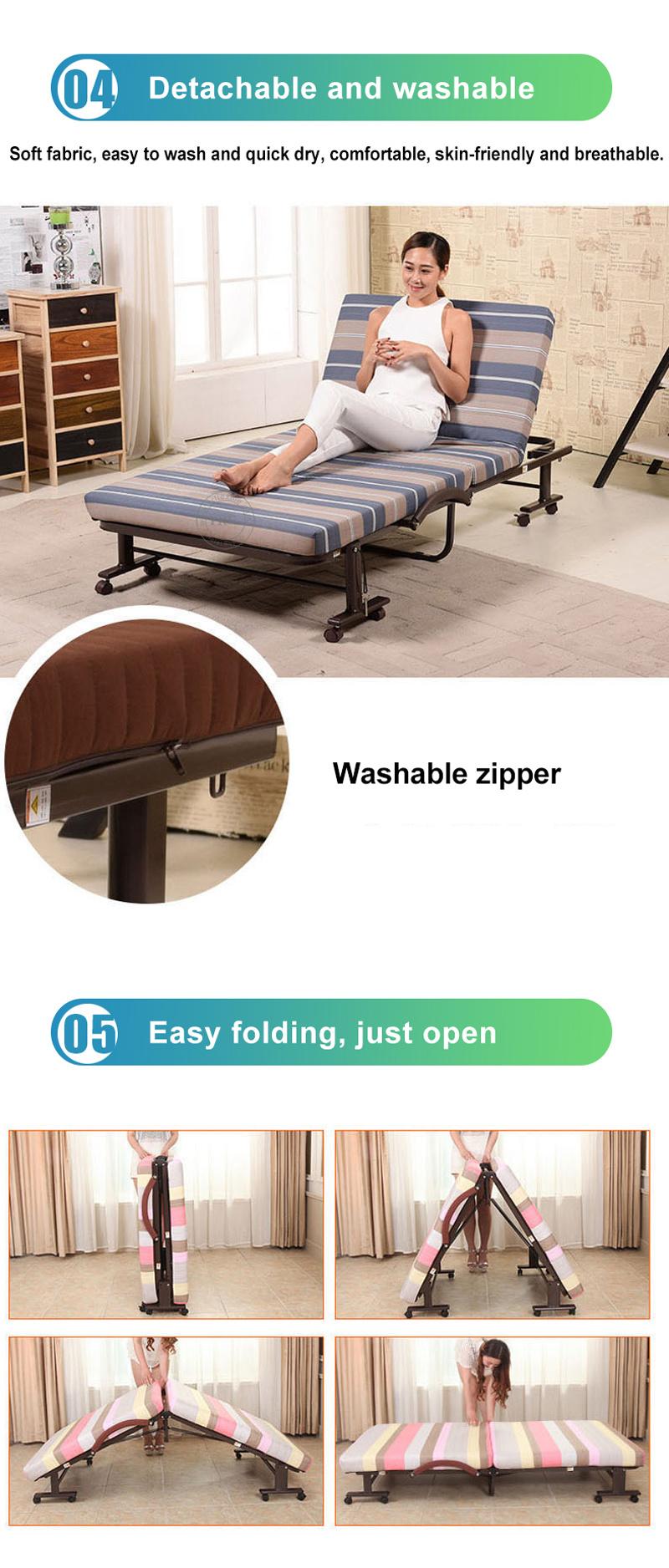 Homestay Folding Bed Extra Lightweight Memory Foam Topper Blue Striped 74 X 47 Inch