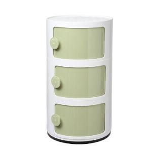 Stackable Non-Slip Storage Shelf Creative Cylindrical Sliding Door Plastic Nightstand