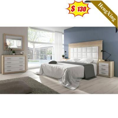 Wooden Mixed Color High Backrest Hotel Home Furniture Bed Bedroom Set with Night Stand