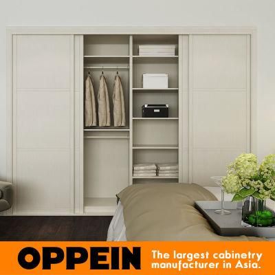 Oppein Modern White Built-in Sliding Melamine Wooden Wardrobe (YG16-M05)