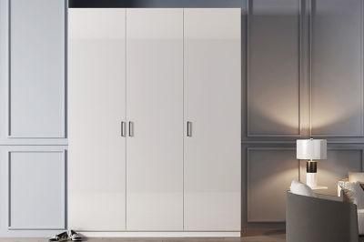 White Highlight Lacquer Hinge Double Open Door Wardrobe
