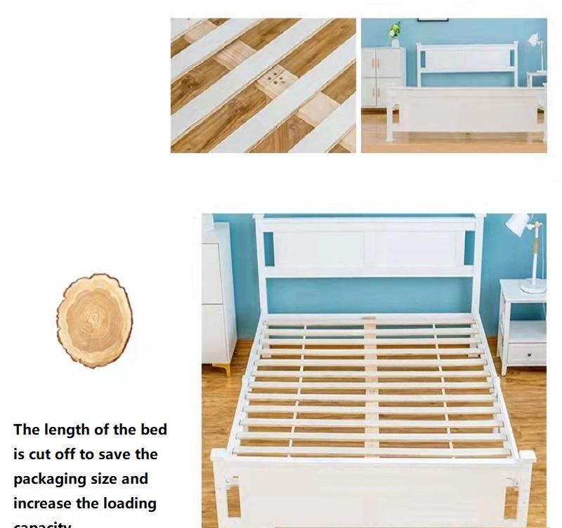 Nordic Simple and Comfortable Home Furniture Solid Wood Double Bed