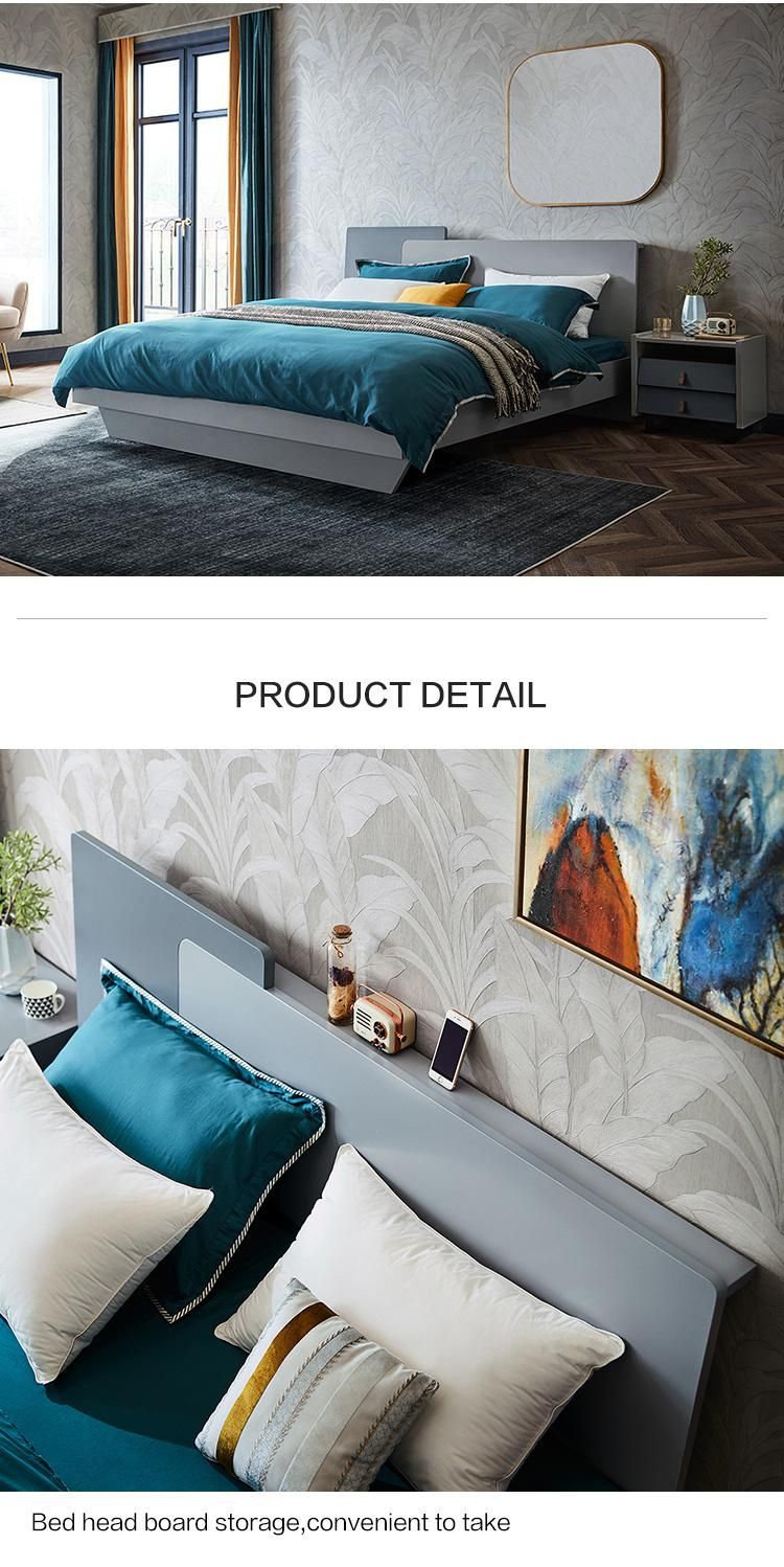Linsy Wood Bedroom Furniture Nordic Wooden Kingsize Double Bed FT1a