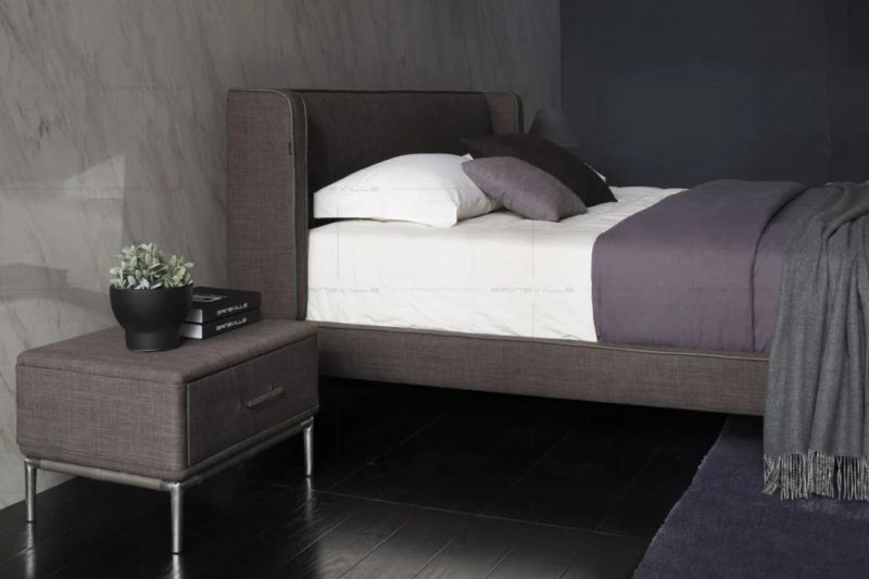 Home Use Soft Backrest Bedroom Furniture Fabric Bed Gc1701