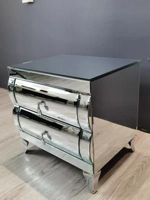 Professional Factory Manufacturing Mirror Glass Bedside Table of Bedroom Furniture