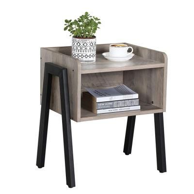 Nova Industrial Accent Furniture Stackable End Table, Side Table for Small Spaces, Storage Compartment, Nightstand