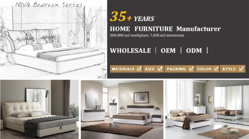 Nova Nordic Simple Design Home Bedroom Furniture Wooden Grey Upholstered Double Bed