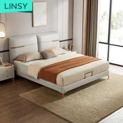 Linsy Luxury Comfortable PU Leather Bed King Size Metal Double Bed R250