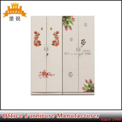 Home Furniture 4 Doors Large Metal Bedroom Wardrobe