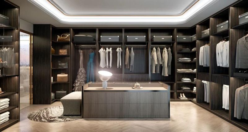 Modern Design Wood Grain Walk in Wardrobe