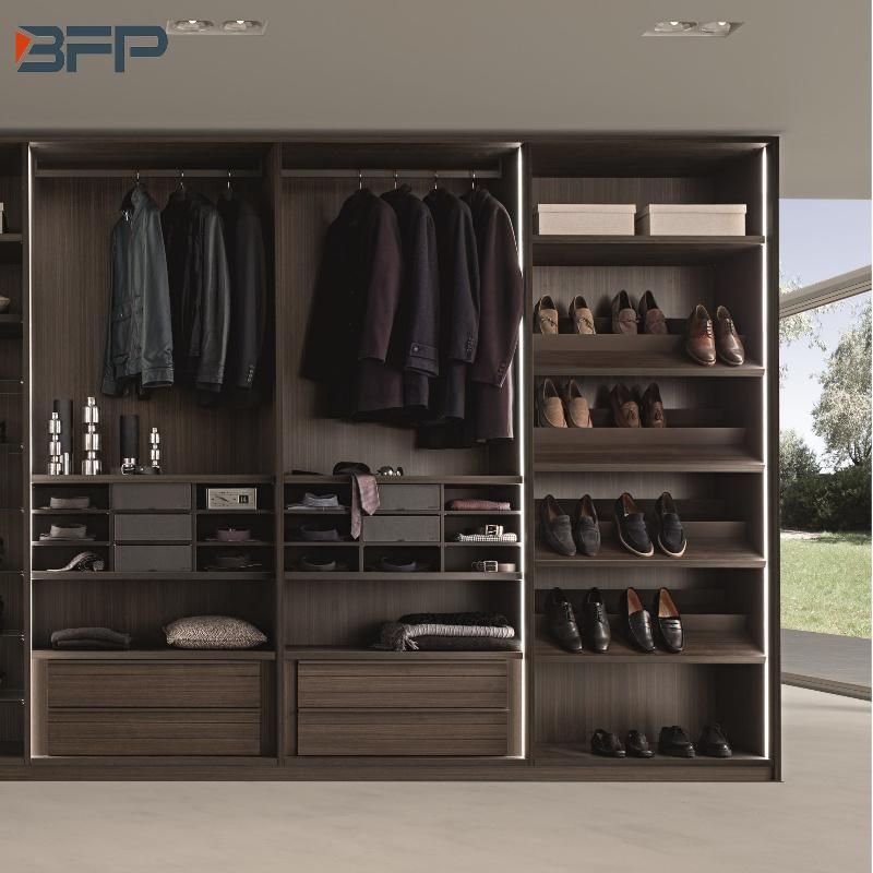 Modern Design No Door Wood Veneer Wardrobe