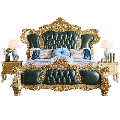 Furniture Factory Wholesale Wood Carved Luxury Bedroom Bed with Wardrobe in Optional Furnitures Color