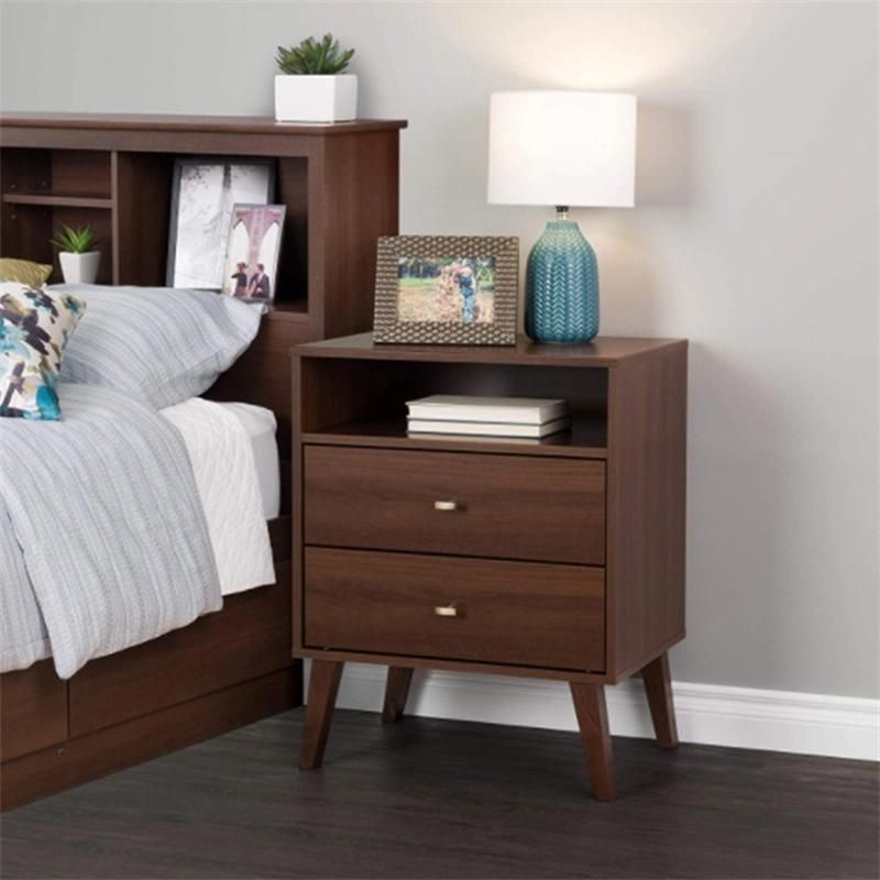 High Quality Brown Rectangle Cheap Modern Wooden Bedside Table