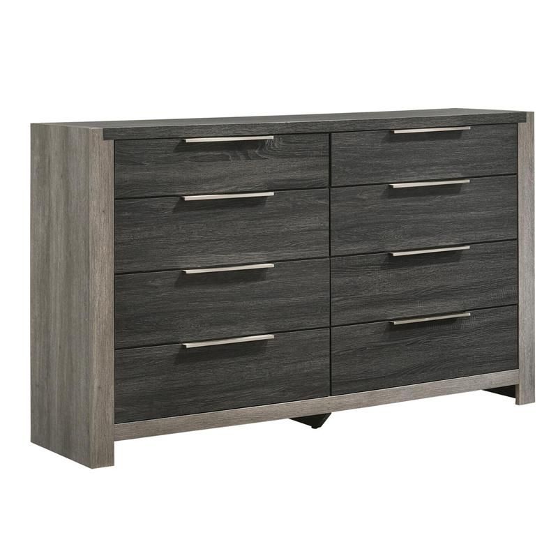 Nova Contemporary Striking Two-Tone Grey Finish Vanity with Mirror