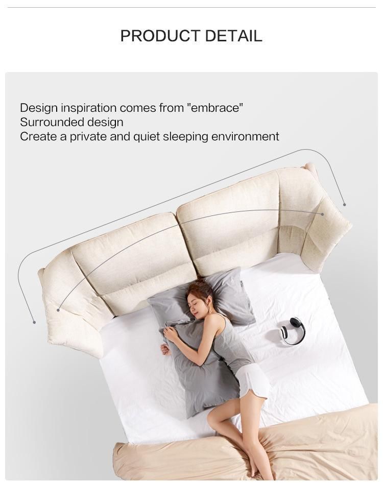 Lisny Bedroom Sets Furniture White Upholstered Fabric Double Bed R290