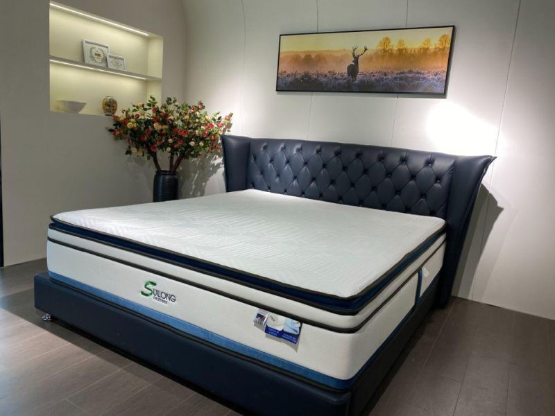 Luxrious Ice Silk Fabric Pillow Euro Top Gel Memory Foam Latex Pocket Spring Mattress