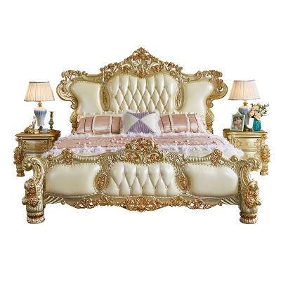Wood Furniture Factory Wholesale French Bedroom Bed with Dresser Table in Optional Furnitures Color