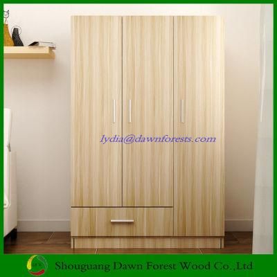 Bedroom Furniture Wooden Panel Melamine Board Three Doors Closet Wardrobe