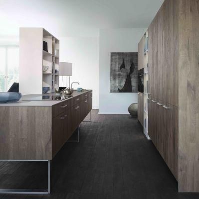 Modern Style Matte Lacquer MDF Natural Wooden Colored Kitchen Cabinet