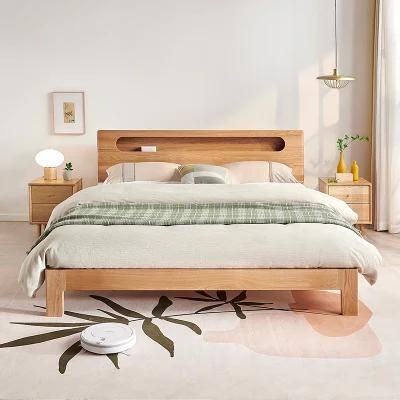 Quanu Dw1008 Multifunctional Solid Oak Wood Bed USB LED Light Bed