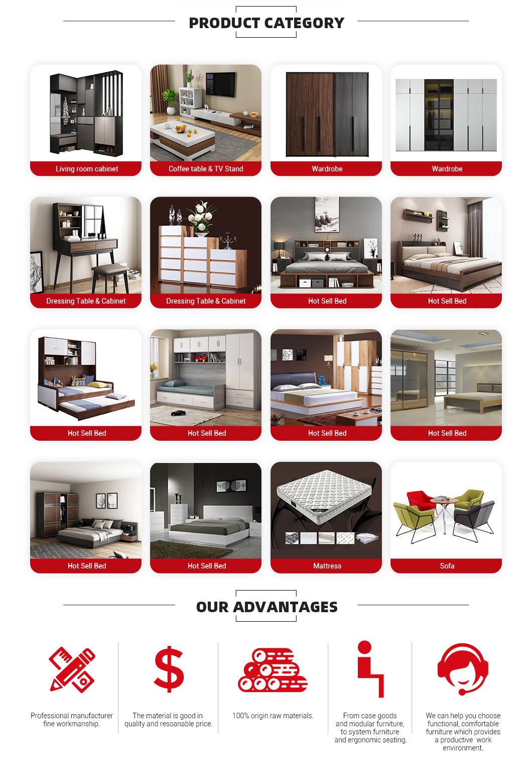 China Factory Home Furniture King Bed Single Room Bed
