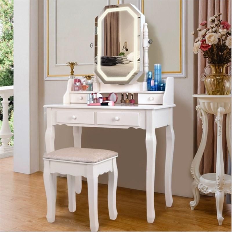 Dressing Table Modern Simple Solid Wood Dressing Table Table and Stool Combination Bedroom Small Apartment Vanity Mirror