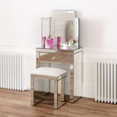 Modern Design High Quality 2 Drawer Glass Dressing Table Stool