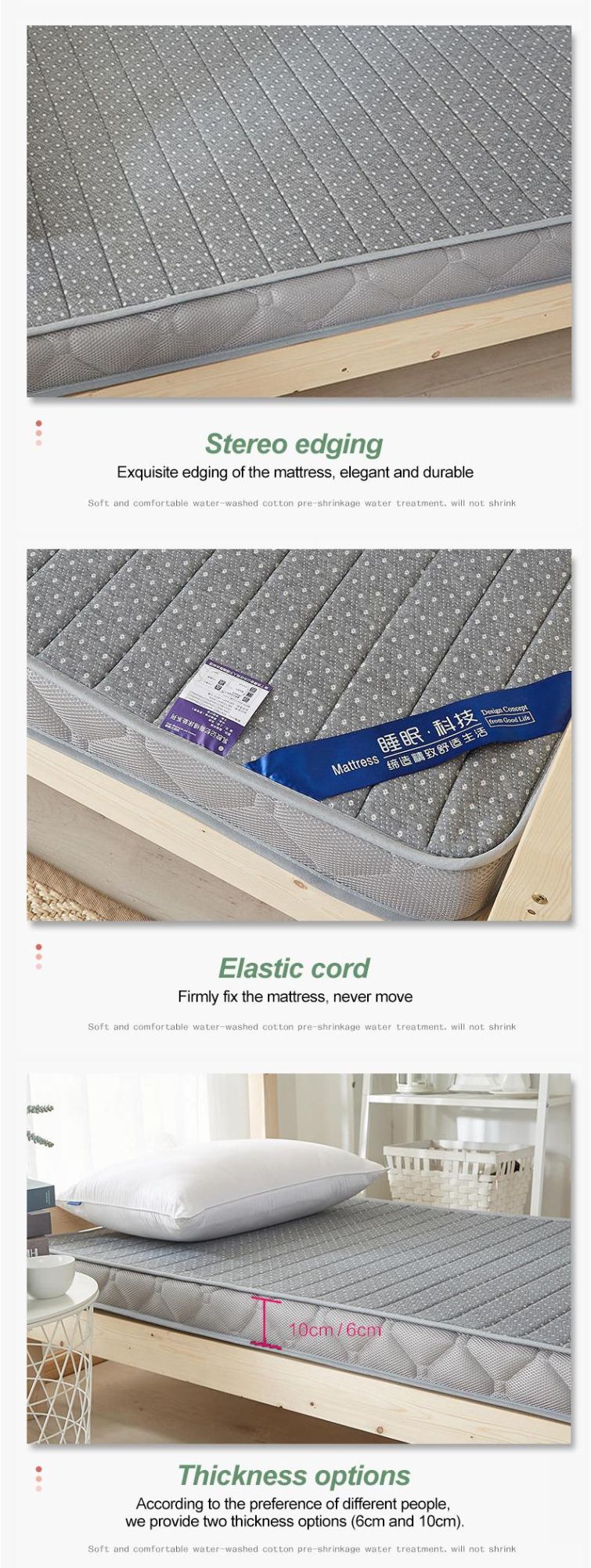 Home Bed Mattress Thick 10cm Portable Comfortable Latex Twin XL