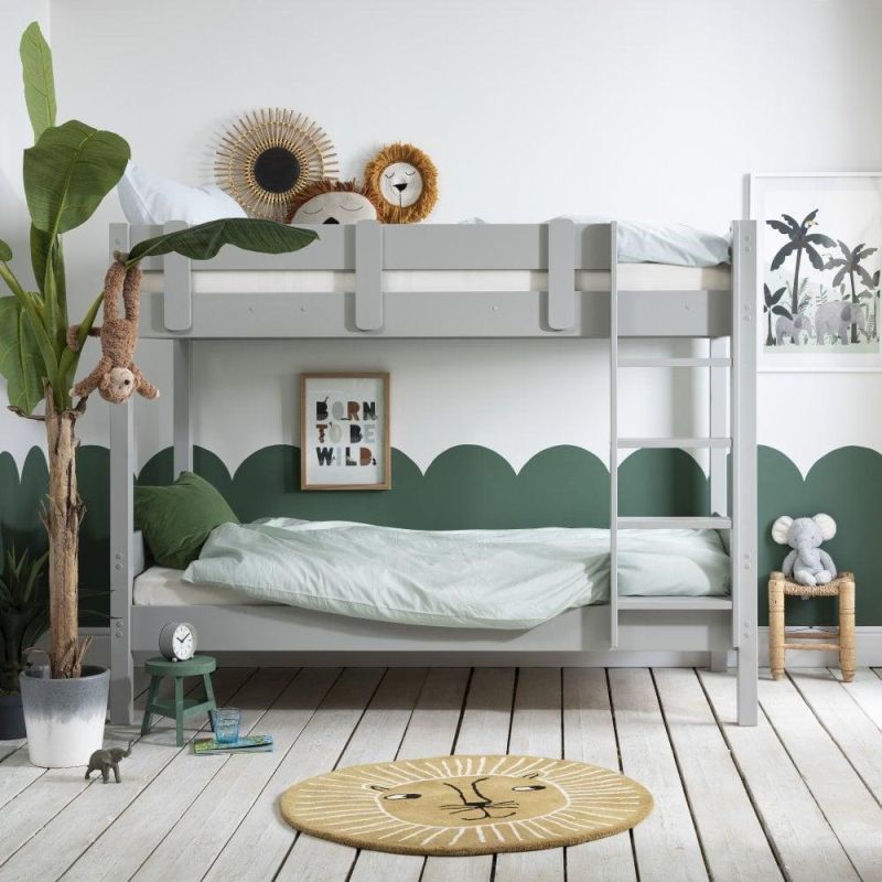 Modern Furniture Wooden Bunk Bed with Single Bed K/D Gray