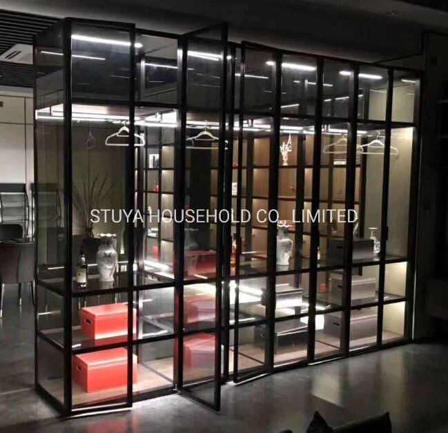 New Design Modern Style Foshan Factory Aluminum with All Glass Wardrobe Cabinet